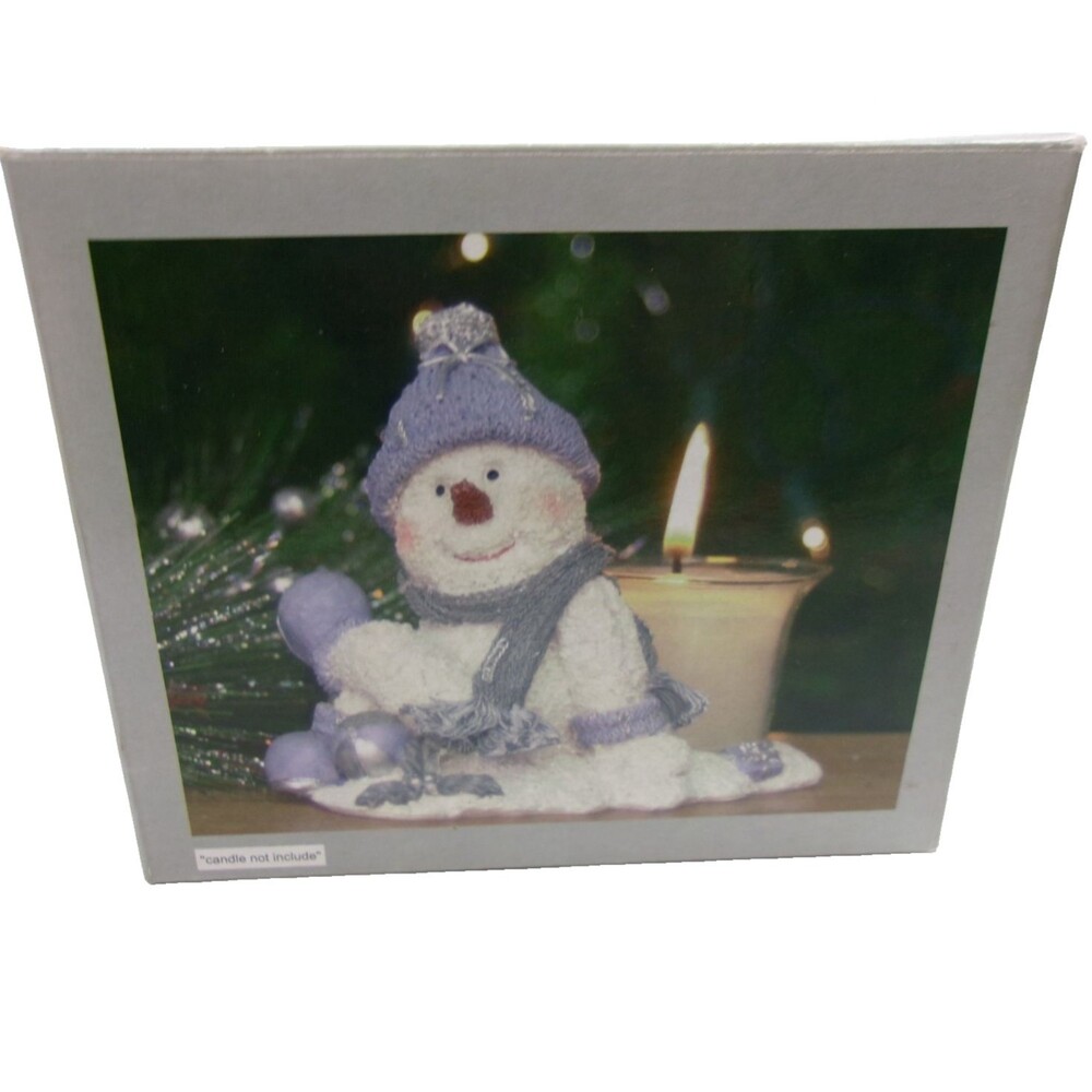Kirkland's Holiday Snowman Tealight Candle Holder Christmas with Box Vintage